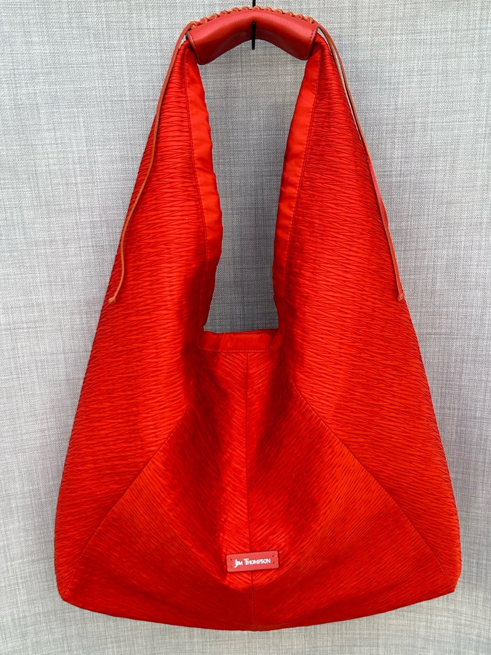 Jim Thompson Pleated Silk Large Hobo Shoulder Bag